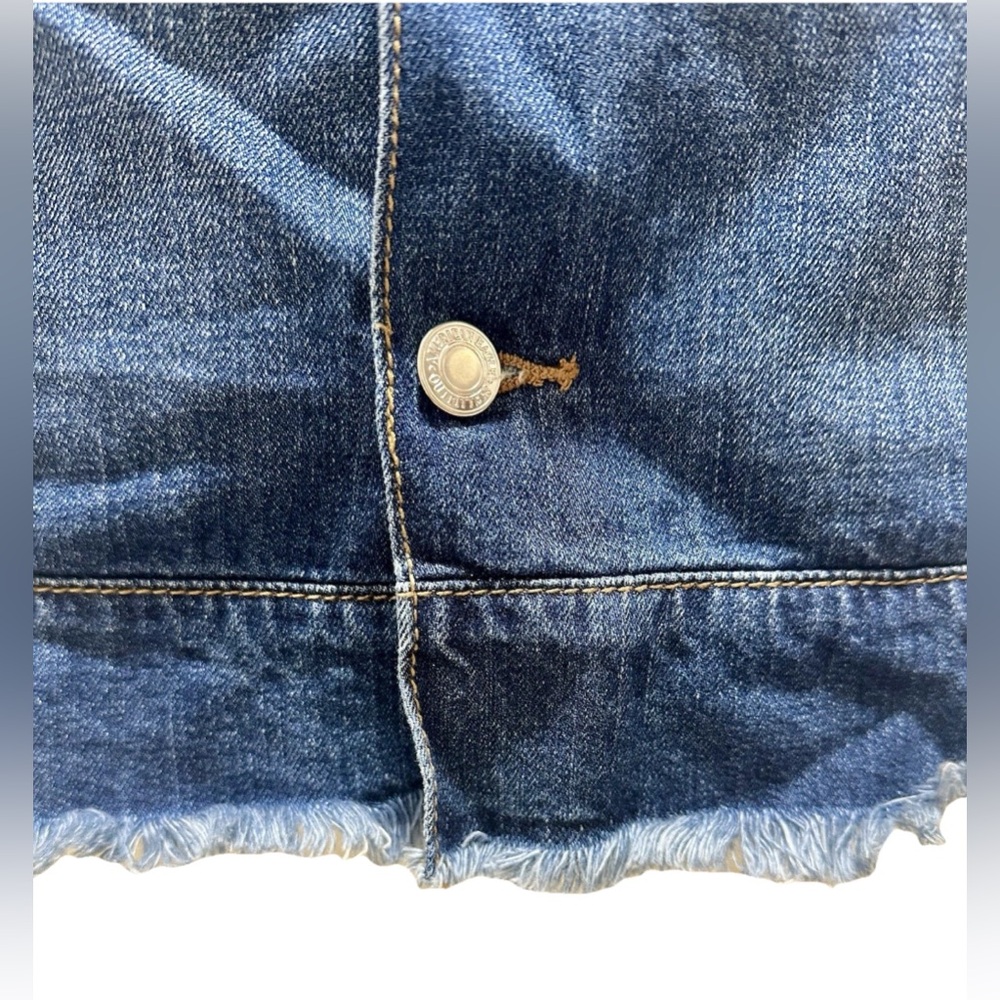 American Eagle Denim Jumper S Raw Hem Cottagecore Jean Dress Pinafore Country - Picture 5 of 11